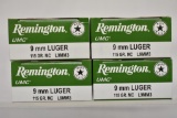Ammo. Remington 9mm Luger 115 Gr. 200 Rds