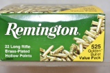 Ammo. Remington 22 LR,Brass HP. 525 Rds
