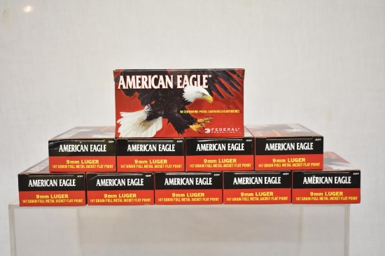 Ammo. American Eagle 9mm Luger 147 Gr. 500 Rds