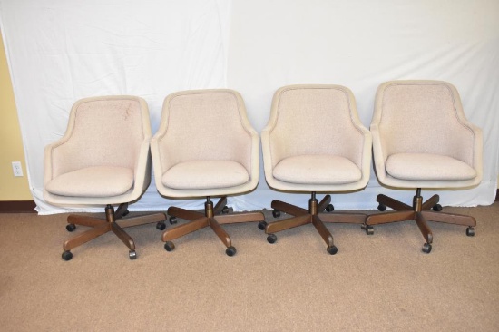4 Mid-Century Taylor Upholstered Chairs on Casters