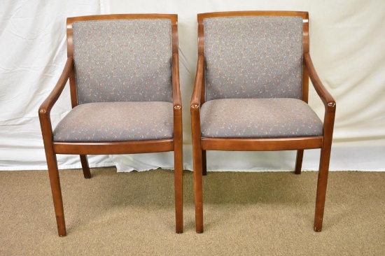 2 Mid-Century Upholstered Wood Trim Chairs