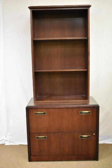 Two Piece Combo Bookcase File Cabinet