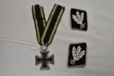 WWII Nazi German SS Collar Tabs & WWI Iron Cross