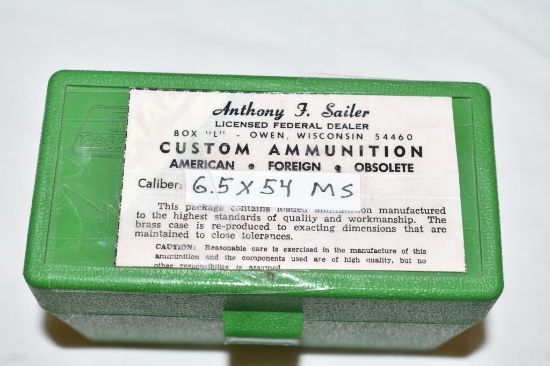Ammo. Sailer Custom Ammo. 6.5x54ms, 39 Rds.