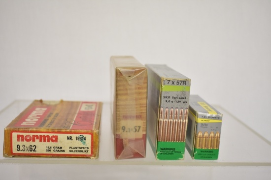 Ammo. Misc. 9.3x57, 9.3x62, 7x57R, 7.65 Browning