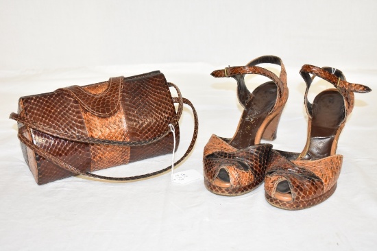 Vintage Matching Alligator Shoes and Purse