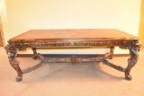 Mahogany Intricate Carved Dining or Library Table