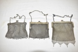 3 German Silver Mesh Purses