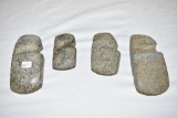 4 Native American Axe Heads