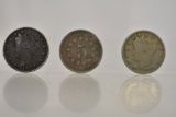 Coins. 1869 Shield, 1912 & 1904 V Nickels