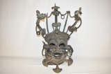 African Bronze and Wicker Fertility Mask