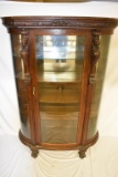 Oak Curved Glass Curio Cabinet