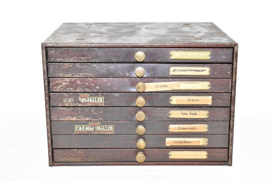 8 Drawer Cabinet with Pocket Watch Parts