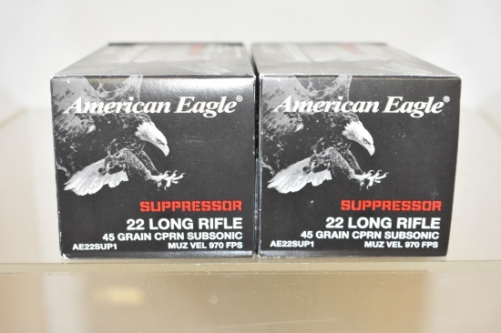 Ammo. American Eagle 22 LR Suppressor, 1000 Rds.