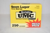 Ammo. 9mm Luger. 250 Rds.