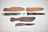 Three Fixed Blade Knives