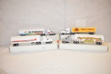 Four 1/64 Scale Semi Tractor Trailer Toys