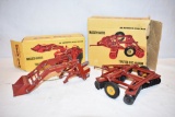 Two Massey Harris Loader & Disc Harrow Toys