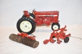 Three ERTL 1/16 Scale Tractor & Plow Toys