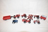 Nine 1/64 Scale Tractor Farm Toys