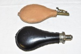 Two Leather Powder Flask