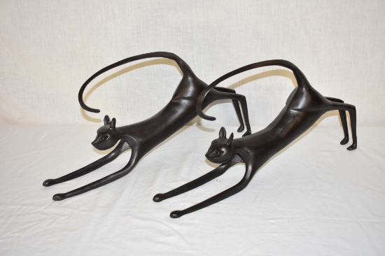 Pair of Cast Metal Black Cats