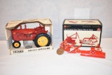 Two ERTL 1/16 Scale Tractor, Plow & Blade Toys
