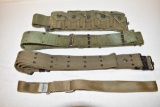 Three Military Canvas Belts & One Ammo Belt