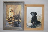 Two Hunting Dog Pictures on Hardboard