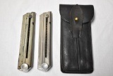 Two Luger Magazines in Leather Pouch