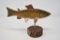 Hand Carved Wood Fish Statue with Copper Fins