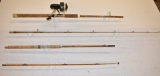 Two Bamboo Fishing Casting Rods & Reel