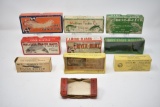 Ten Empty Collectible Fishing Lure Boxes