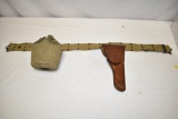 WWII Military Belt with Canteen & 1911 Holster