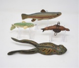 Four Wooden Spearing Decoys
