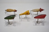 Five Wooden Fishing Lures