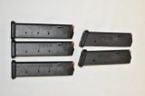 Five Glock 9 Magazines