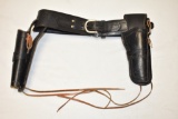 Black Leather Ammo Belt with Two Holsters