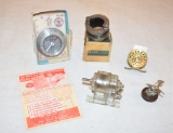Three Fishing Miniature Replicas, Figure & Compass