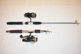 Two Retractable Fishing Reels & Rods