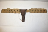 WWI Military Long 9-18 Ammo Belt & US Holster