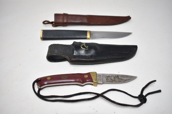 Two Fixed Blades with Leather Sheaths