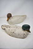 Two Glass Eyed  Wooden Duck Decoy's