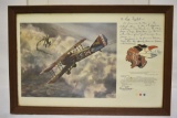 Framed WW1 Artist Rendition of Airforce Combat