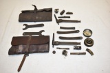 Two Lewis Machine Gun Cleaning Kits with Leather Pouches