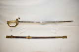 USN Heiberg Officers Sword with Leather Scabbard