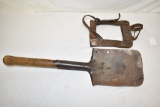 WWI German Trench Shovel with Leather Cover