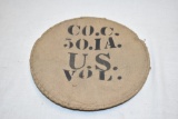 Pre WWI CO.C.50.IA. US VOL Canvas Canteen Cover