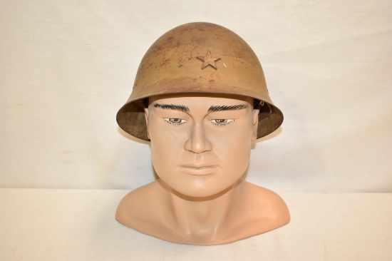 WWII Japanese Combat Type 90 Helmet w/ Asian Bust