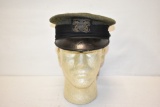 Vintage Navy Military Hat with Wicker Band